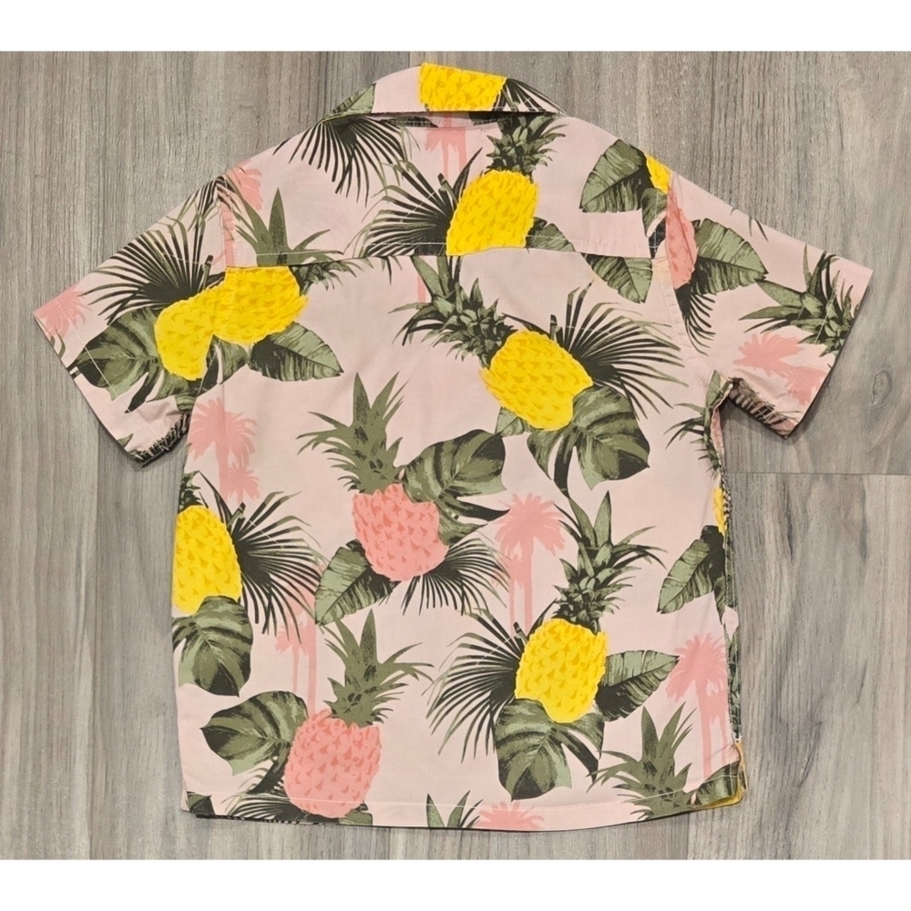 Children's Place Boys Pineapple Poplin Button Up Shirt - Pink Size 4T - Picture 3 of 6